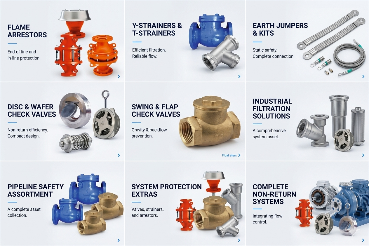 Flame Arrestors, Earth Jumpers, NRV & Strainers